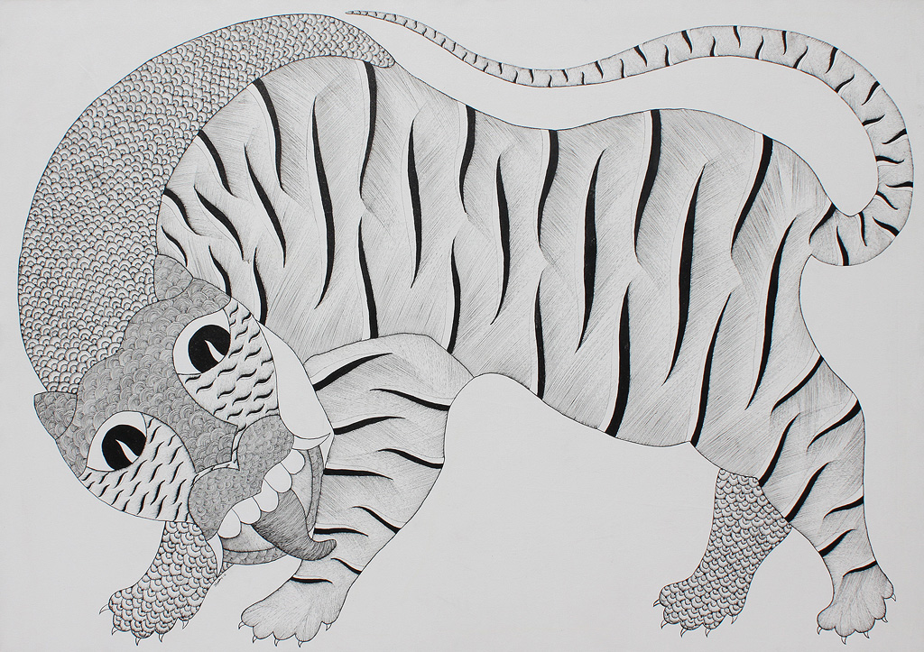 Dhavat Singh - Tiger @ Gond Art | StoryLTD